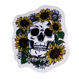 🌻2 for $9 or 4 for $15🌻 Yellow Sunflower 🌻 Skull Gothic decal